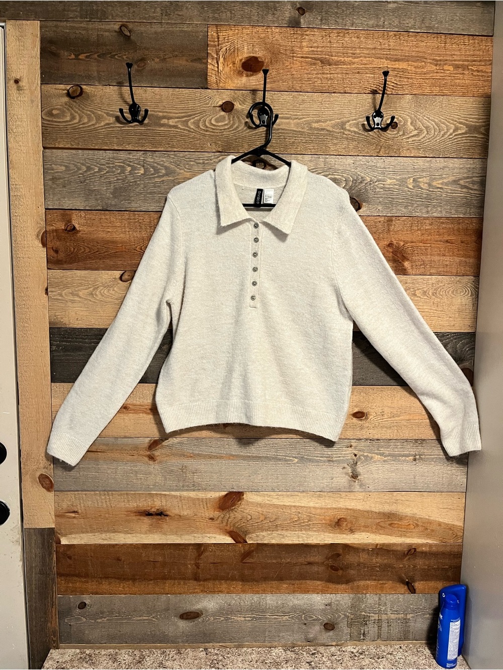 Divided by H&M Cozy Ivory Button Polo Sweater - Picture 2 of 3